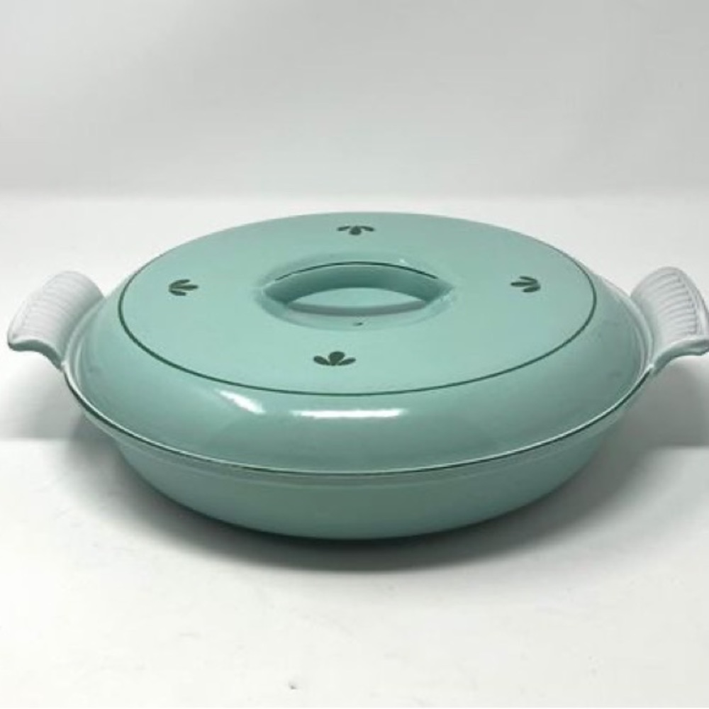 Vintage MCM DRU Holland Enameled Cast Iron Divided Casserole Dish #25